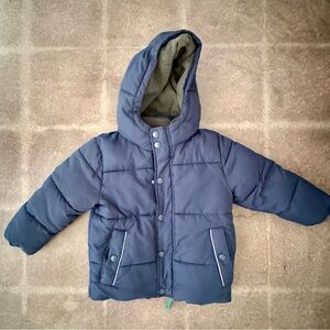 Mini Boden 3-4T Navy Hooded Puffer Jacket